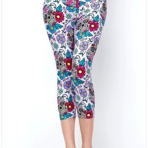 any 3/$25  Flower Power Sugar Skulls Capris  Boho